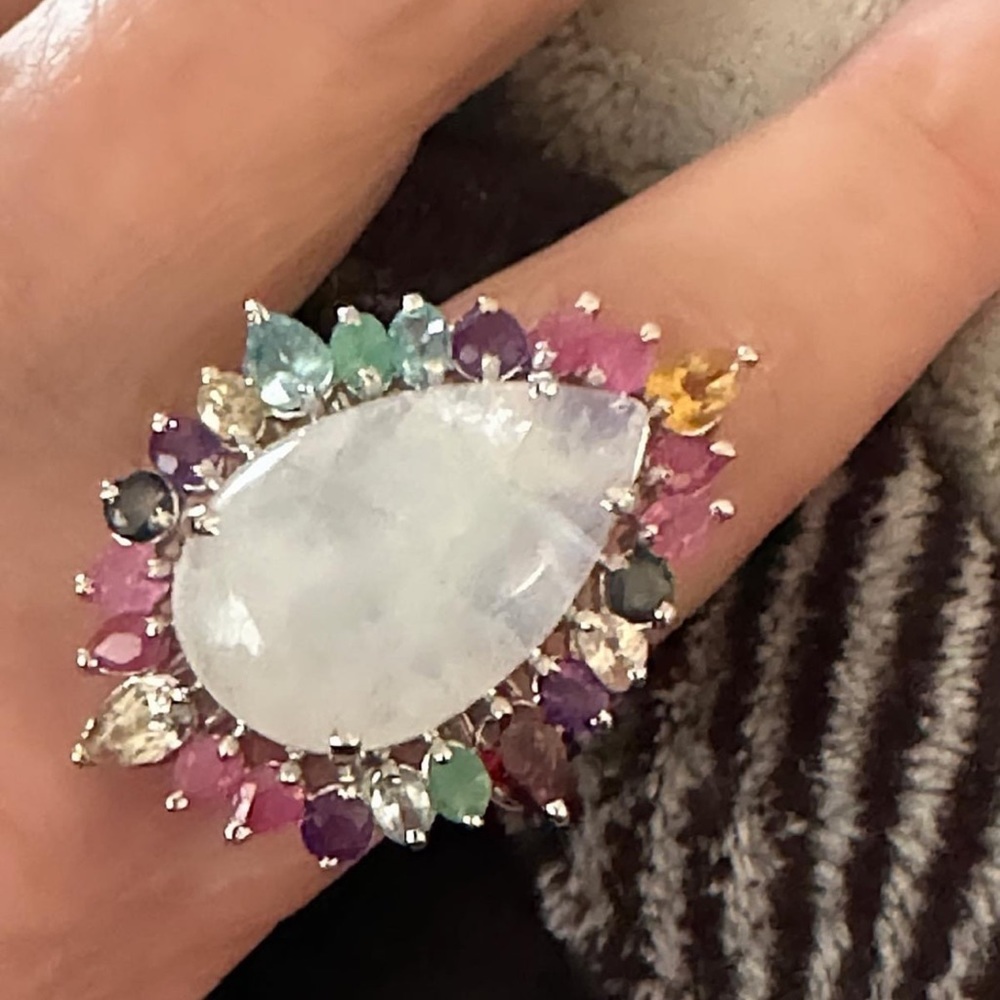 High-Quality Moonstone Multi Gemstone Statement 9… - image 4